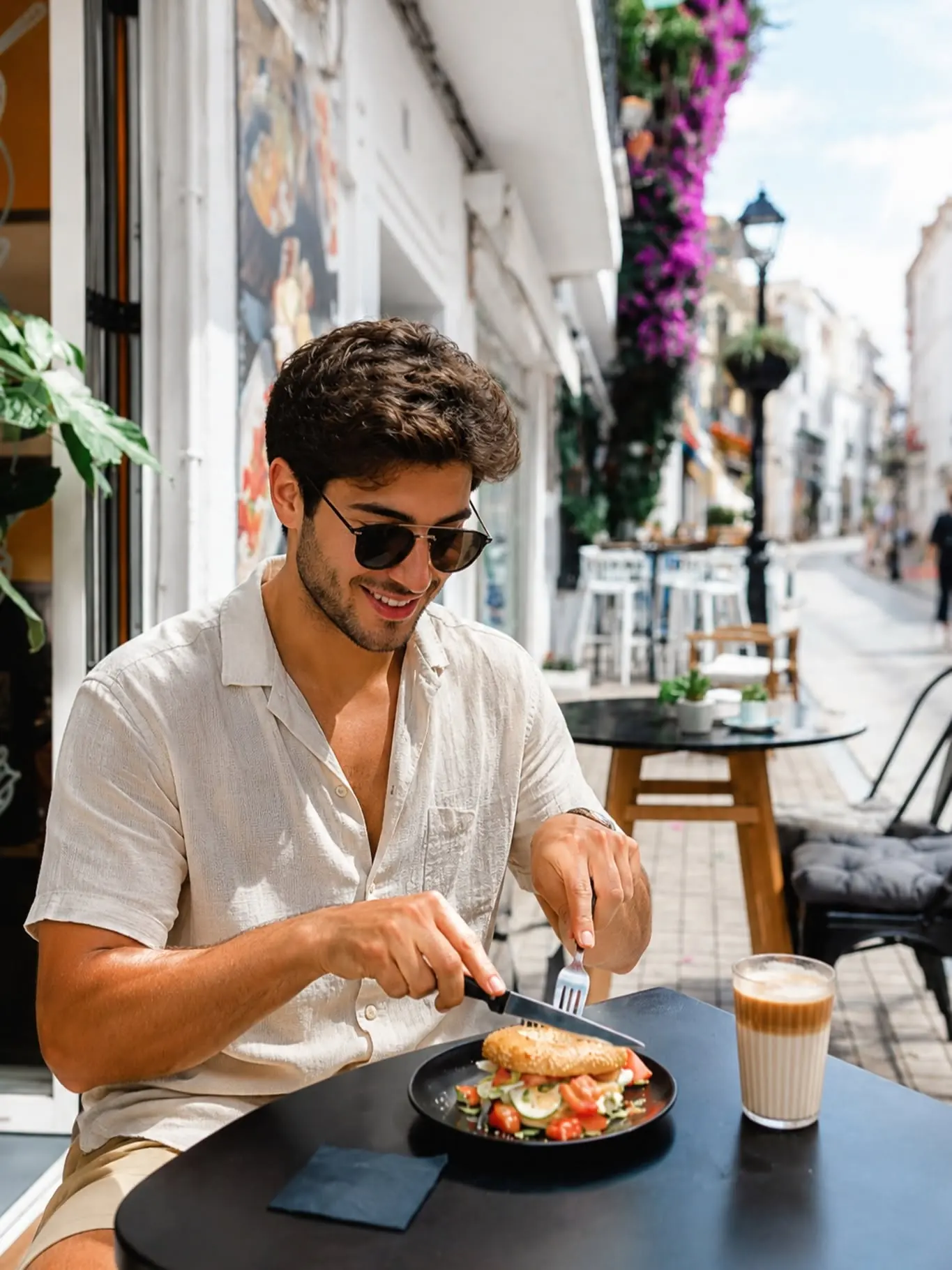Brunch at a Luxalad pavement table