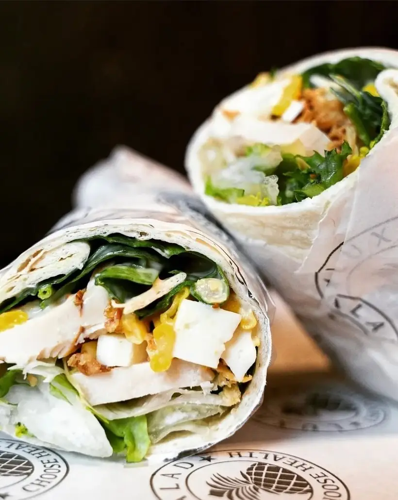 A Luxalad wrap cut in half