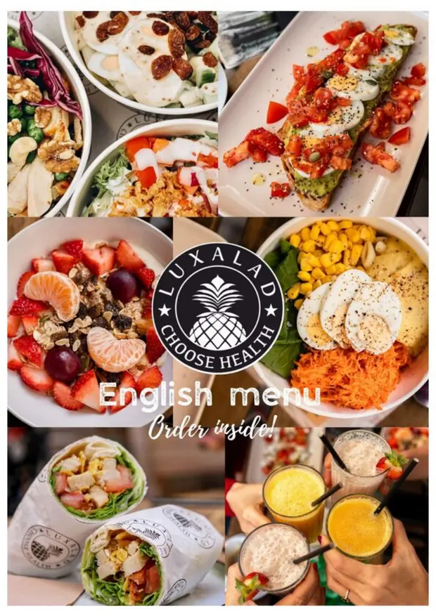 Luxalad English menu, page 1 — Cover