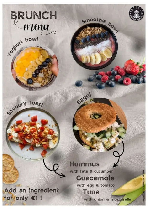 Luxalad English menu, page 2 — Brunch